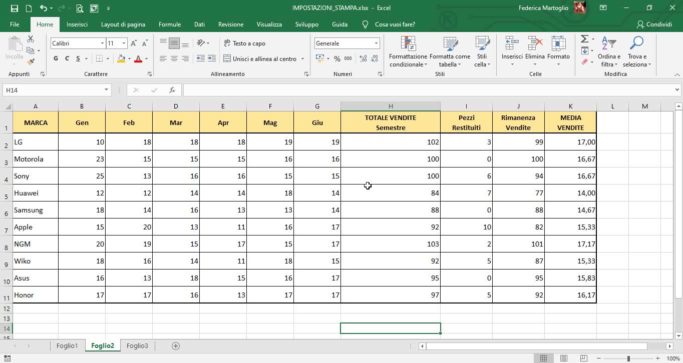 Corso Excel Impostazioni di Stampa