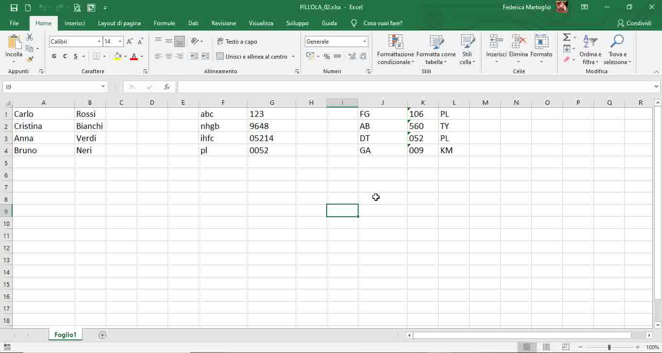 Corso Excel Concatena testo stringa