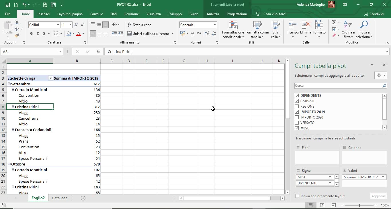 Corso Excel Tabella Pivot parte 2